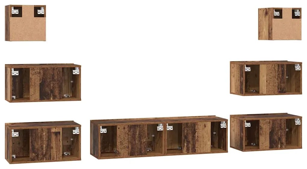 Conjunto de móvel de TV 8 pcs Madeira antiga 60 x 30 x 30 cm