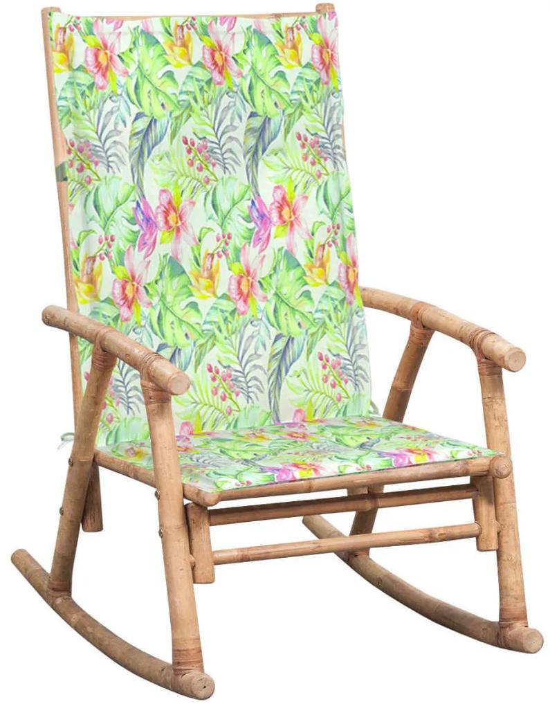 3063915 vidaXL Cadeira de baloiço com almofadão bambu