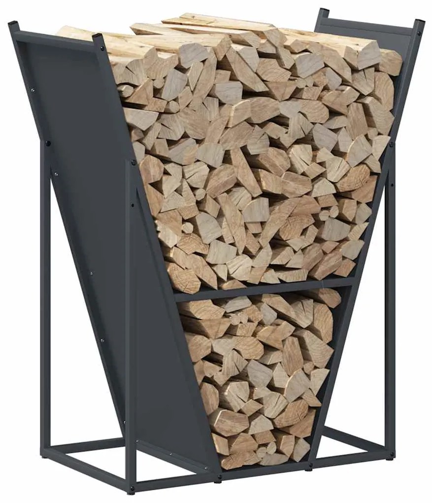 Suporte para lenha 69,5x35x81 cm aço laminado a frio antracite