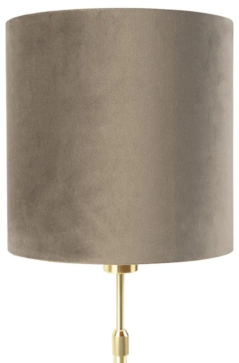 LED Candeeiro de mesa inteligente dourado com cúpula em veludo castanho 25 cm incl. Wifi A60 - Parte Country / Rústico