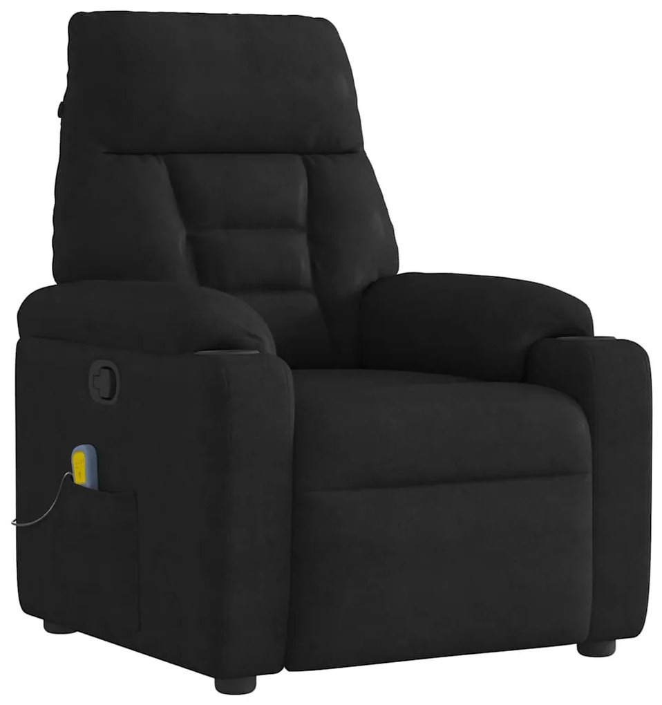 vidaXL Poltrona de massagens reclinável tecido de microfibra preto