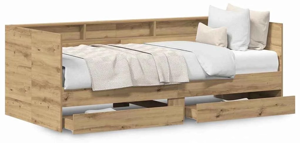 Dia Bed com Gavetas Carvalho Artesanal Madeira de Engenharia