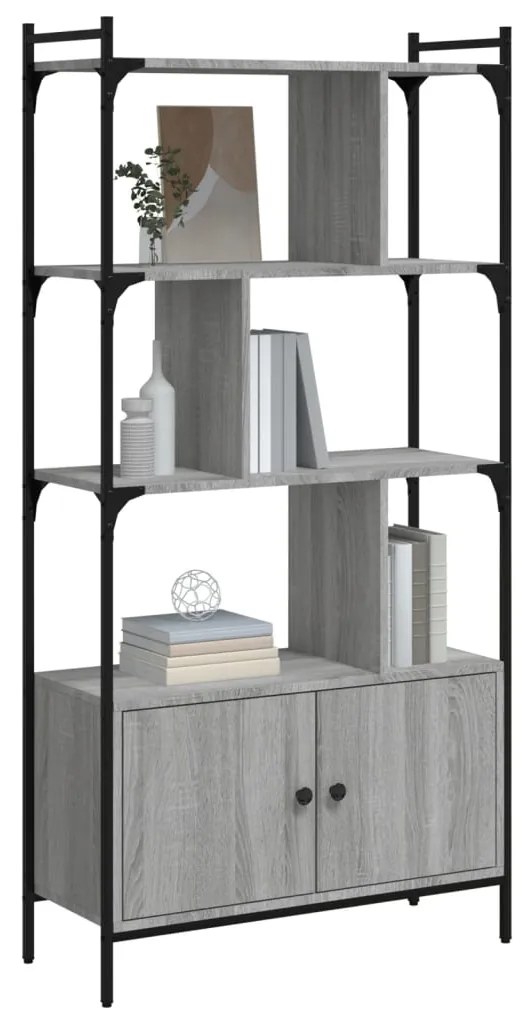 Estante c/ portas 76,5x30x154,5 cm deriv. madeira cinza sonoma