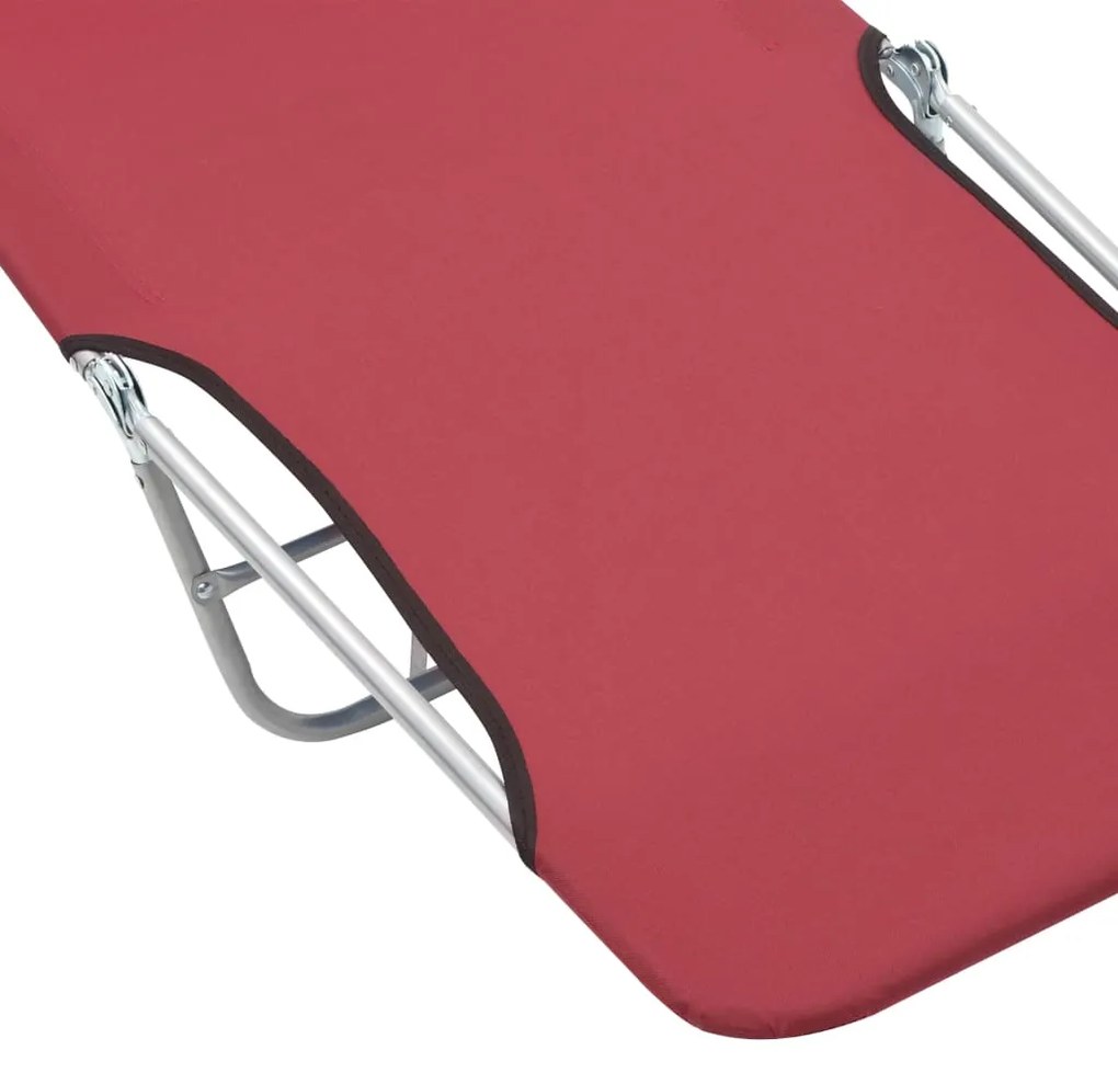 Espreguiçadeiras dobráveis 2 pcs aço e tecido vermelho