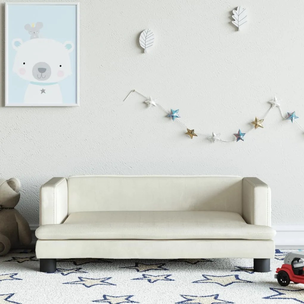 3196311 vidaXL Sofá infantil 80x45x30 cm veludo cor creme