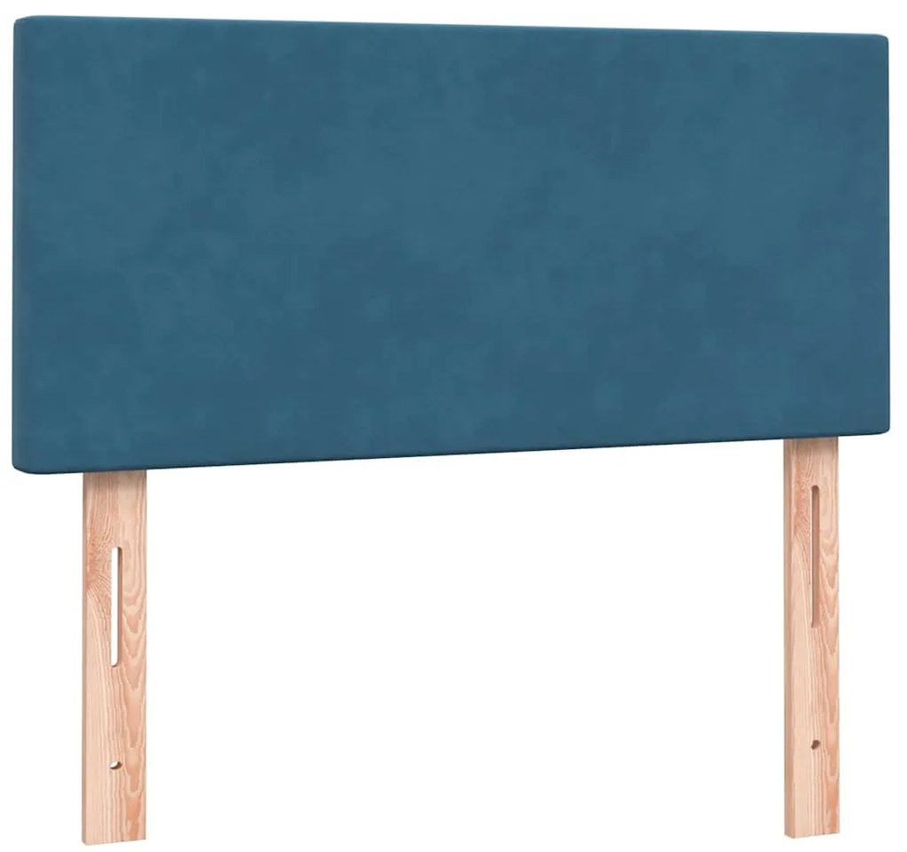 Cama com molas/colchão 80x220 cm veludo azul-escuro