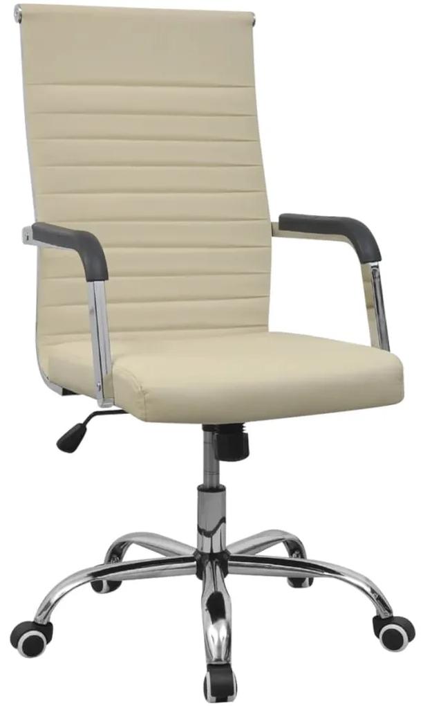 20125 vidaXL Cadeira de escritório em couro artificial 55x63 cm, cor nata