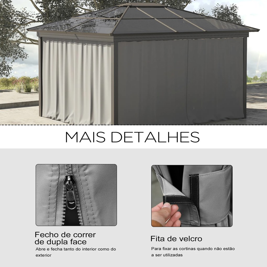 4 Paredes Laterais para Tenda 302x205 (NÃO INCLUIDA) cm Laterais para Tenda Universal com Ganchos e Argola em C para Tenda Cinza Claro