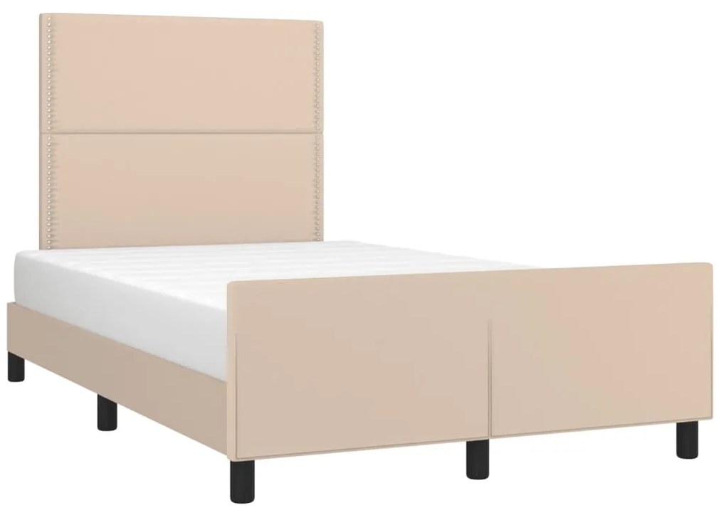 Estrutura cama cabeceira 120x200 cm couro artificial cappuccino