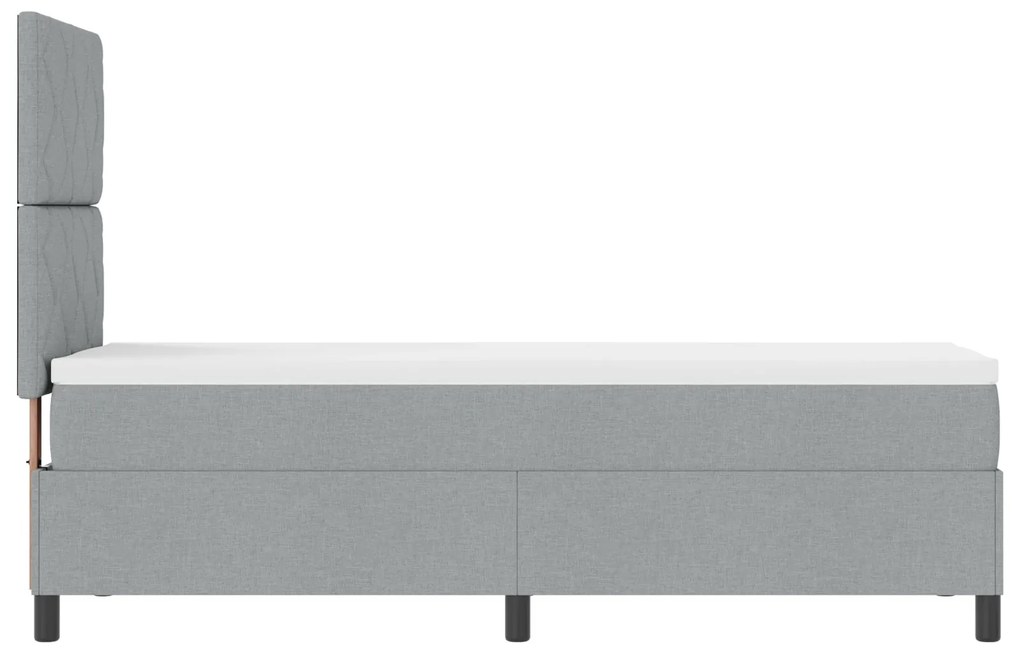 Cama Box Spring com Colchão Cinza Claro 80x200 cm Tecido