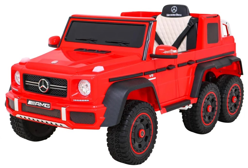 Carro elétrico para Crianças 12V 4 motores Mercedes G63 6x6 AMG Rodas EVA Assento de couro Vermelho