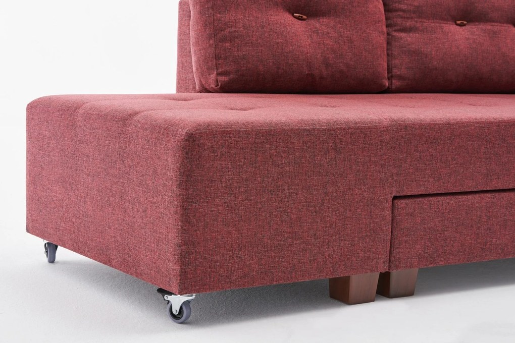 Sofá-cama de Canto Manama – Vermelho Claret – 280 x 85 x 206 cm