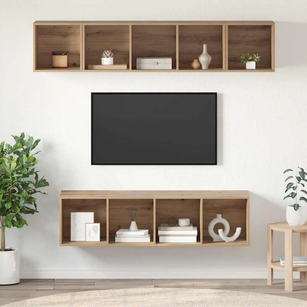 vidaXL Conjunto de móvel de TV 4 pcs Carvalho Artesanal