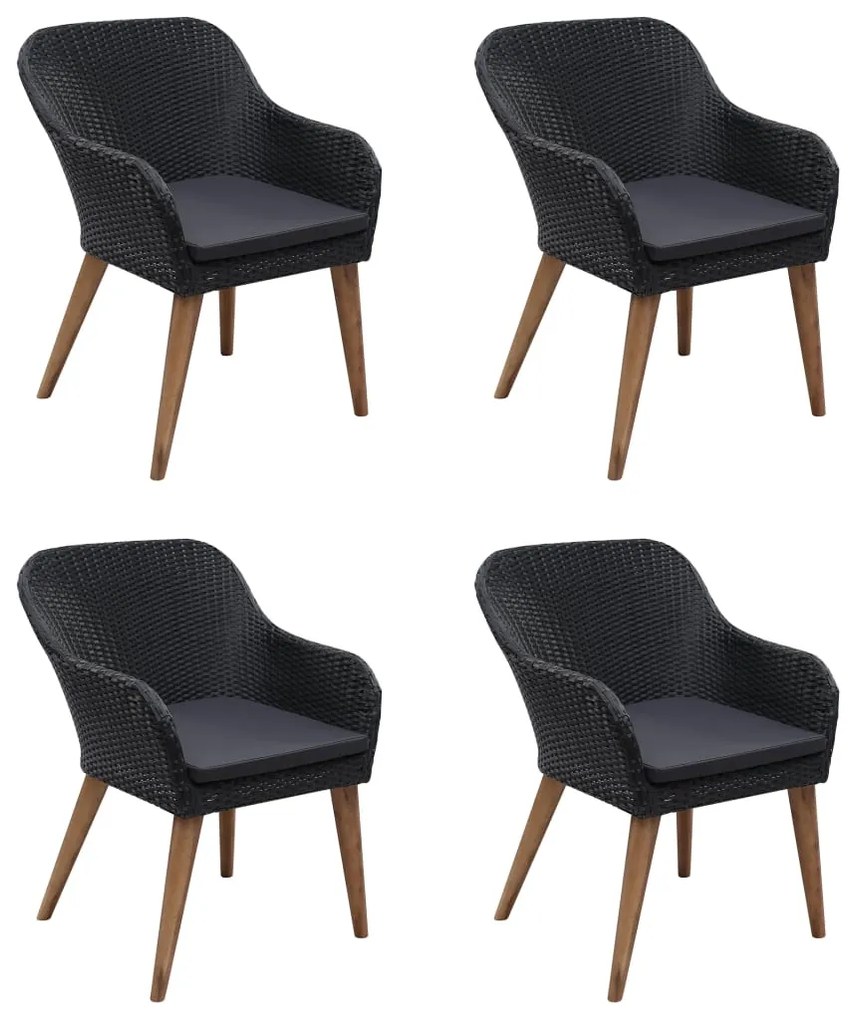 5 pcs conjunto de jantar para jardim preto
