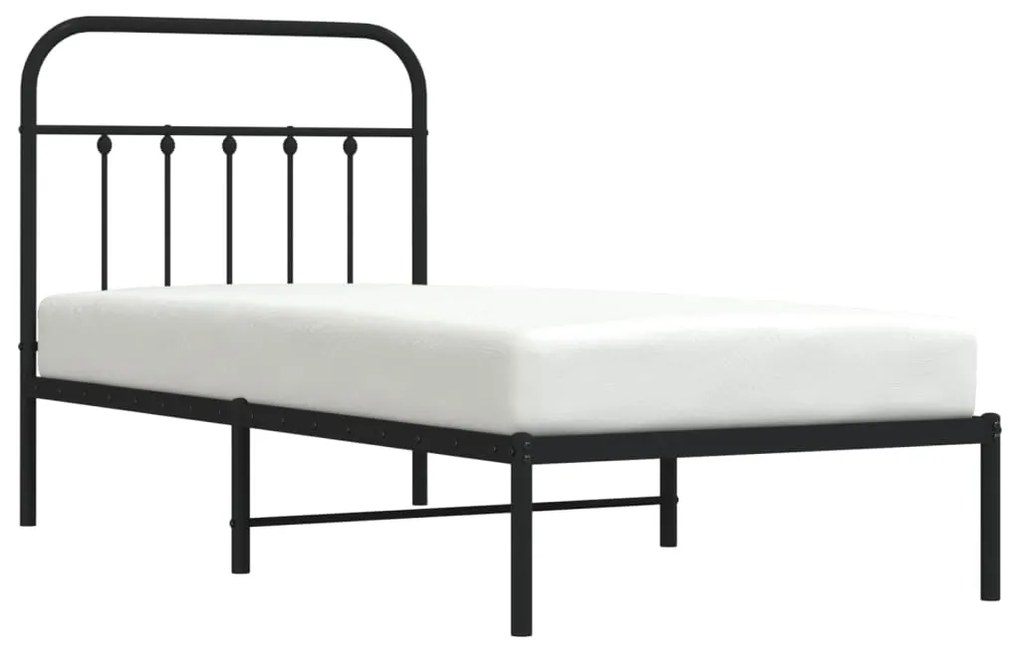 Estrutura de cama com cabeceira 80x200 cm metal preto