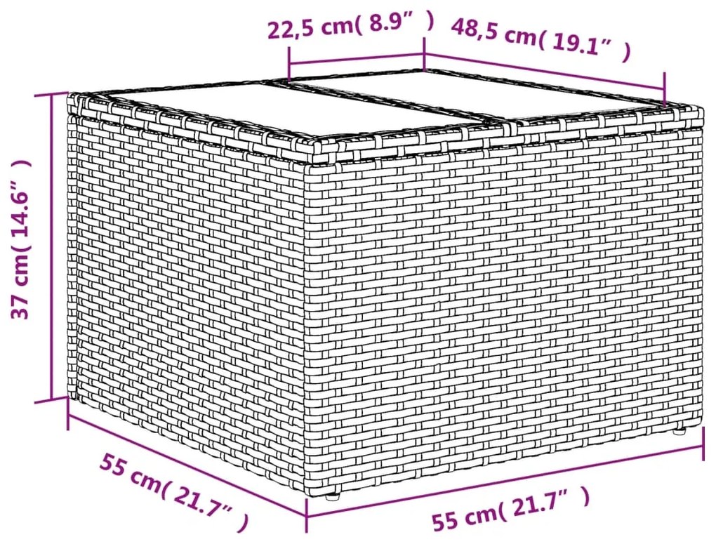 4 pcs conjunto sofás de jardim c/ almofadões vime PE cinzento