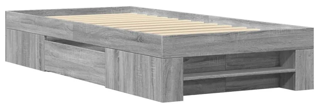 Estrutura cama 75x190 cm derivados de madeira cinzento sonoma