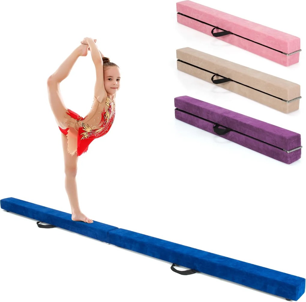Barra de equilíbrio portátil para treino de fitness Viga de equilíbrio dobrável 210 x 10 x 6,5 cm Azul
