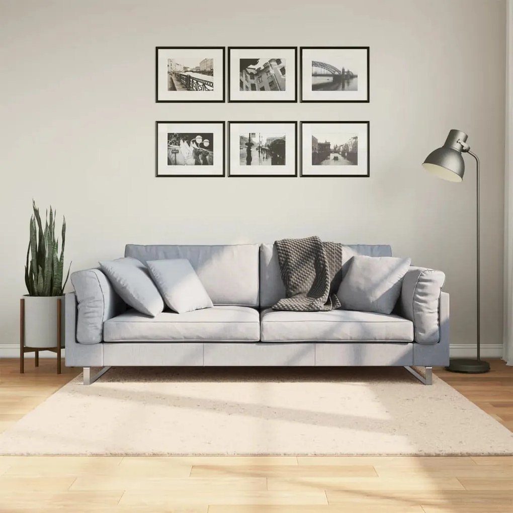 vidaXL Tapete pelo curto macio e lavável HUARTE 160x160 cm bege