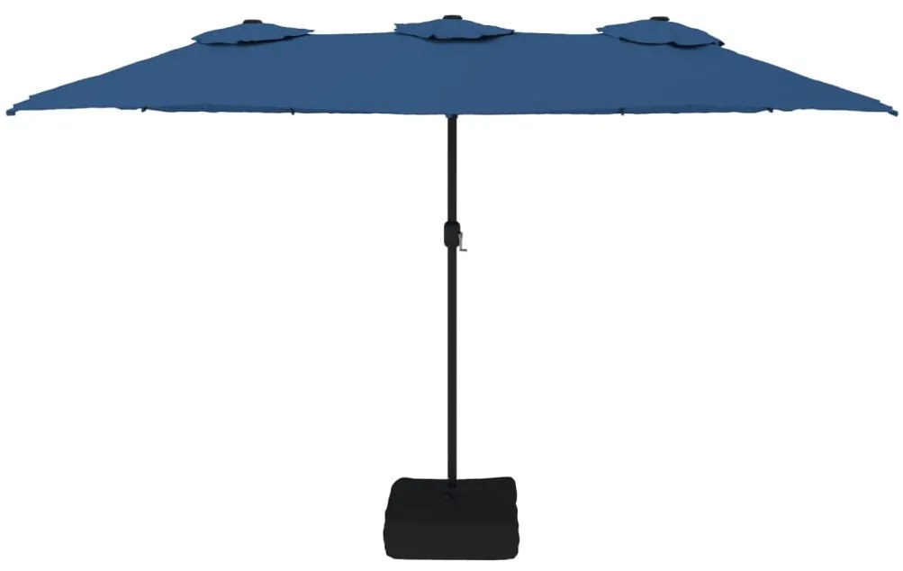 Guarda-sol de jardim com cabeça dupla 449x245 cm azul-ciano