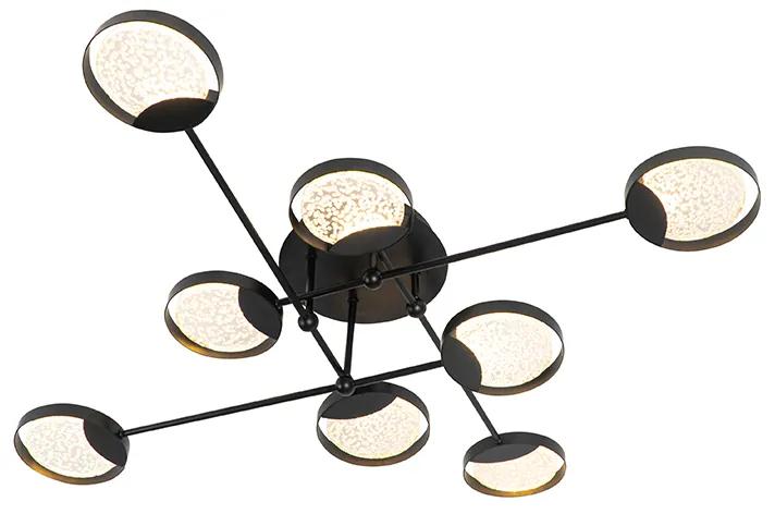 Candeeiro de tecto preto com LED de 3 níveis regulável 8 luzes - Patrick Moderno