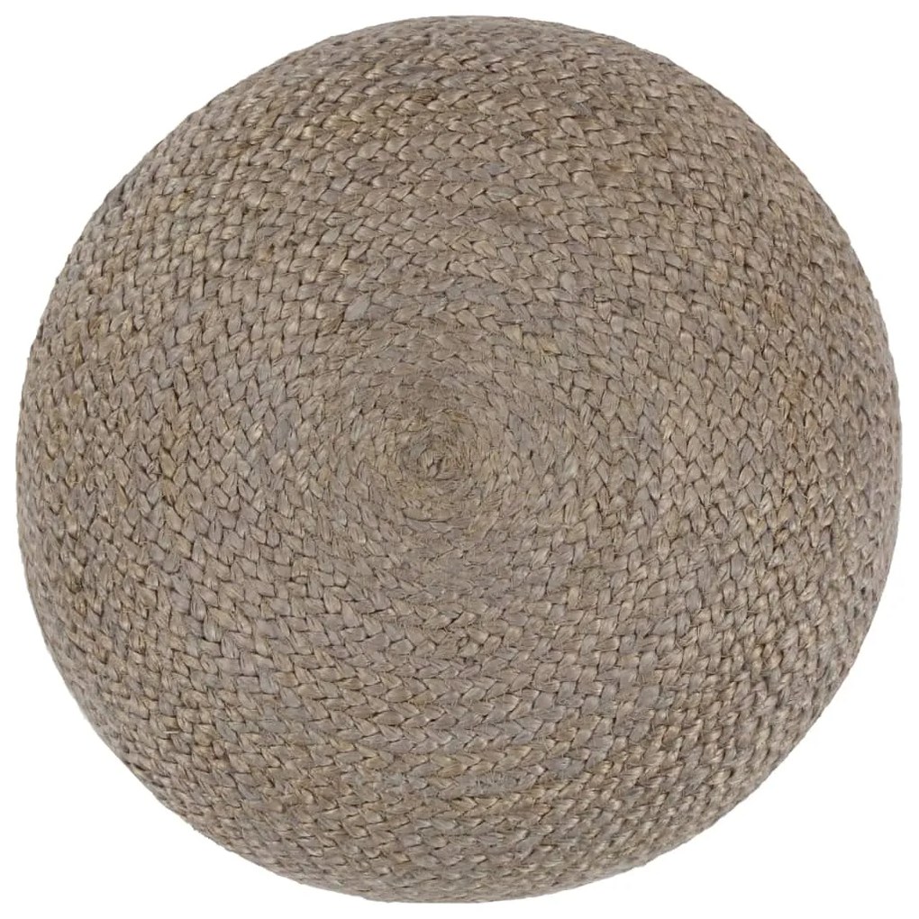 Pufe artesanal 45x30 cm juta cinzento-claro