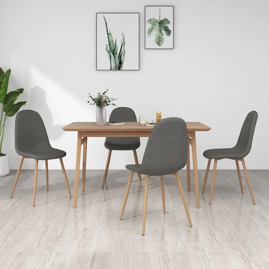 vidaXL Cadeiras de jantar 4 pcs tecido cinzento-escuro
