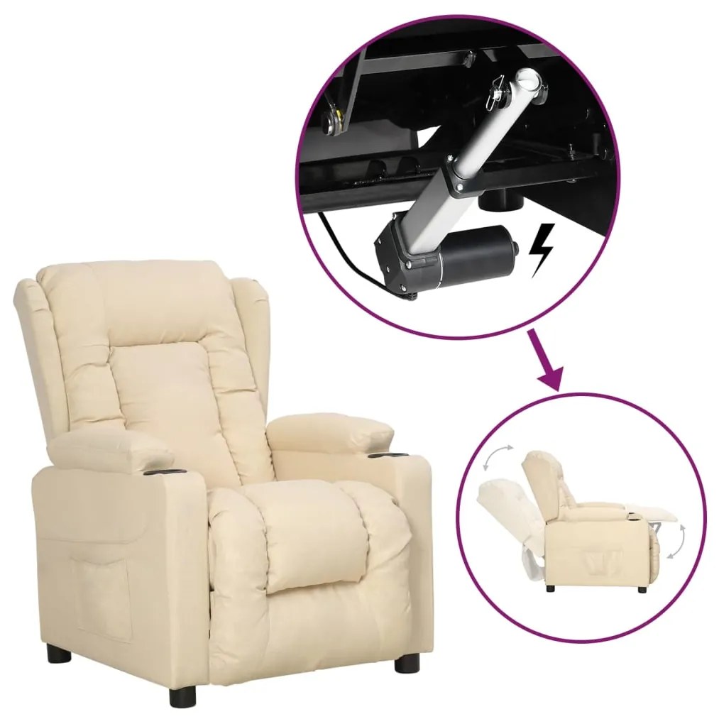 vidaXL Poltrona elevatória tecido cor creme