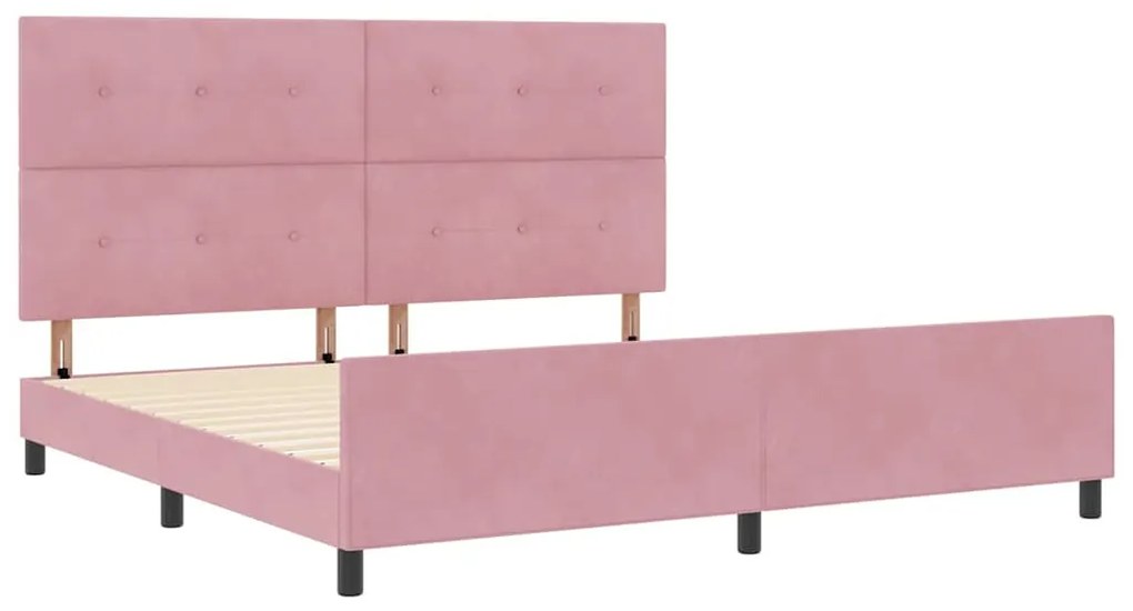 Estrutura de Cama vidaXL Rosa 200x200 cm Veludo