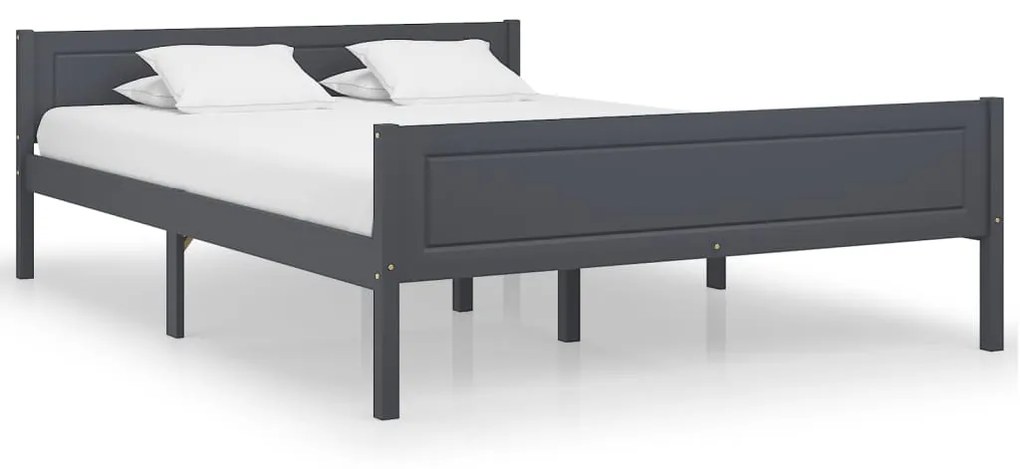 vidaXL Estrutura de cama em pinho maciço 160x200 cm cinzento
