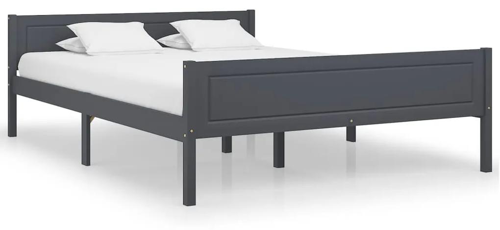 Estrutura de cama em pinho maciço 160x200 cm cinzento