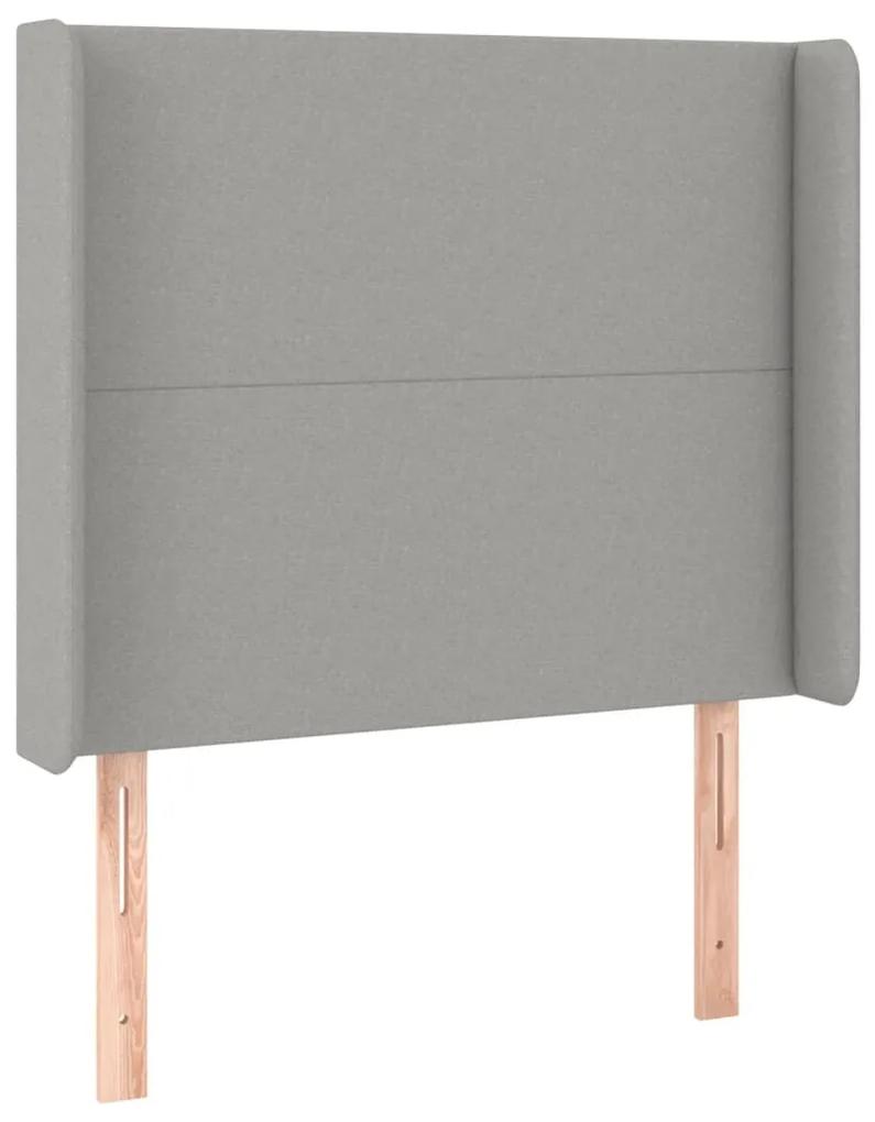Cama box spring c/ colchão e LED 90x190 cm tecido cinza-claro