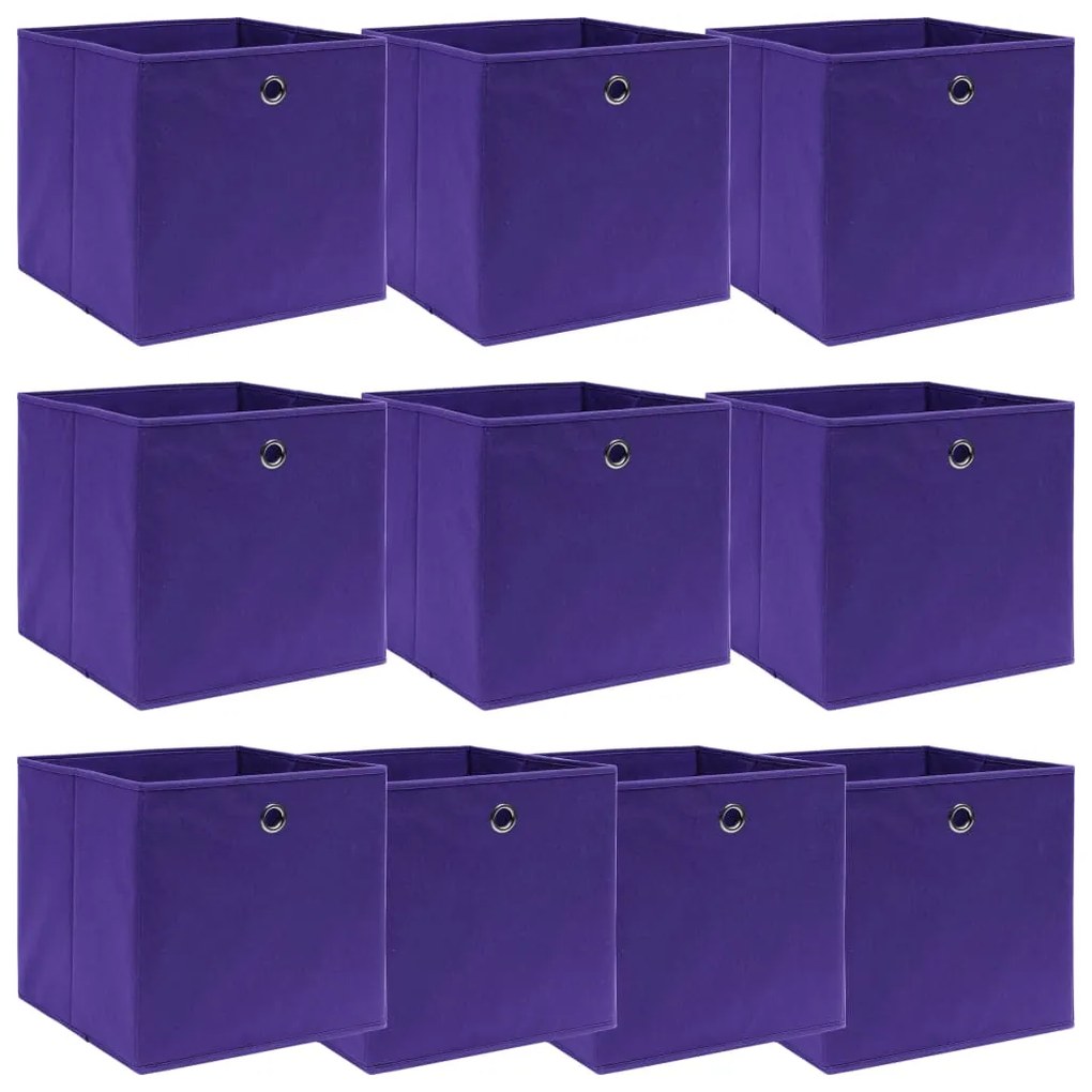 288355 vidaXL Caixas de arrumação 10 pcs 32x32x32 cm tecido roxo