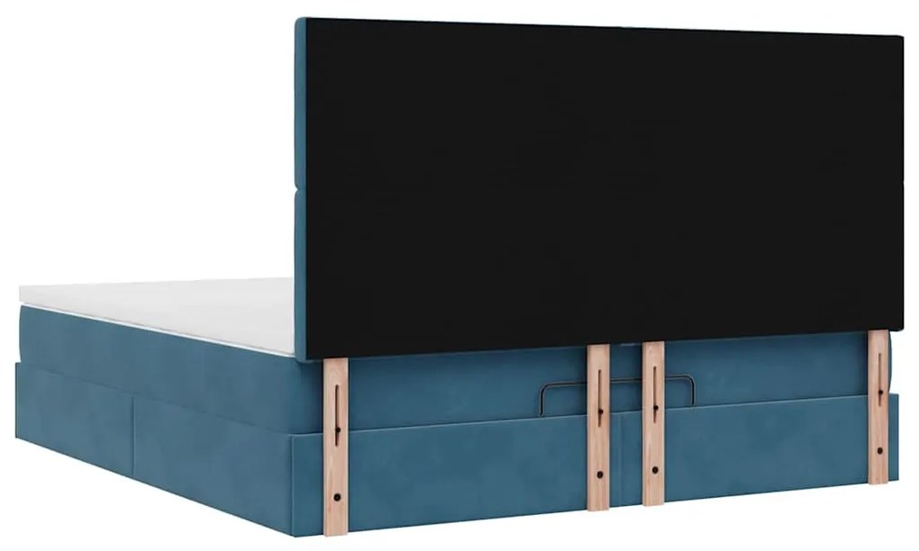 Estrutura cama otomana colchões 180x200 cm veludo azul escuro
