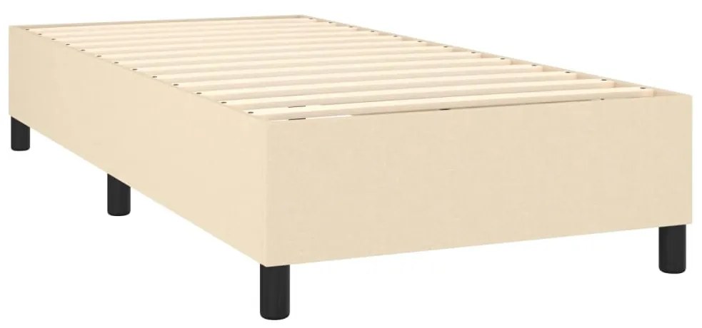 Cama box spring c/ colchão e LED 90x190 cm tecido cor creme