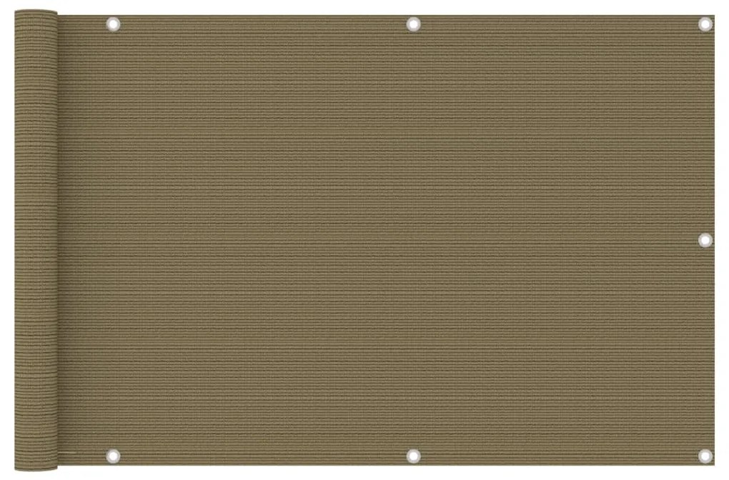vidaXL Tela de varanda 90x600 cm PEAD cinzento-acastanhado