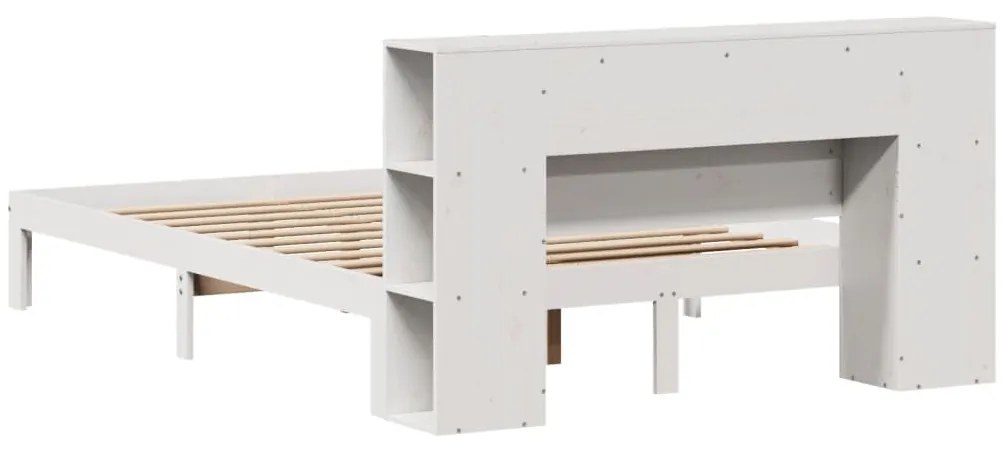 Cama com estante sem colchão 140x190 cm pinho maciço branco
