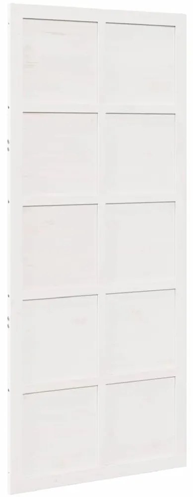 Porta de celeiro Branco 90 x 210 cm Madeira de pinho maciça
