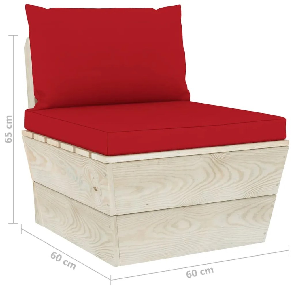 6 pcs conjunto lounge de paletes + almofadões madeira de abeto
