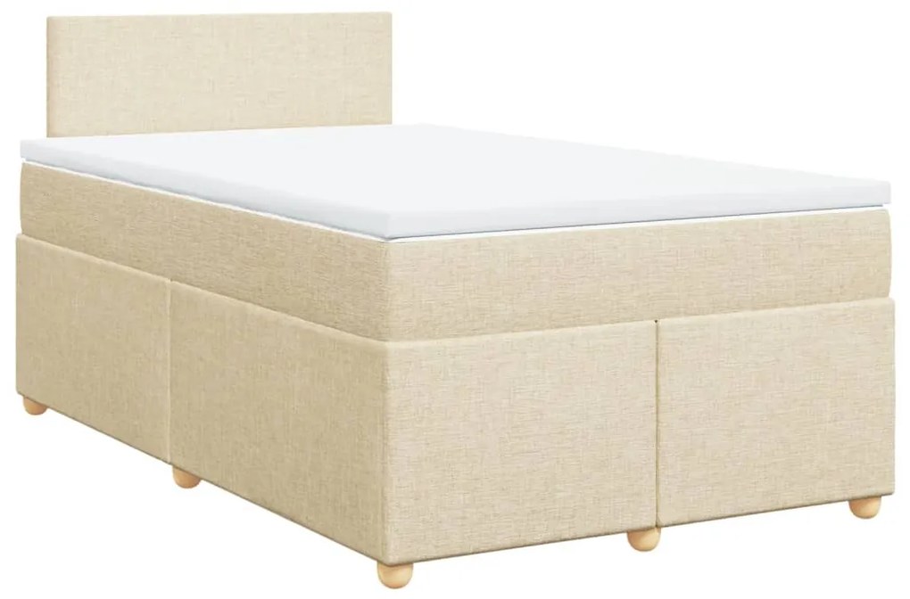 Cama boxspring com colchão 120x190 cm tecido cor creme