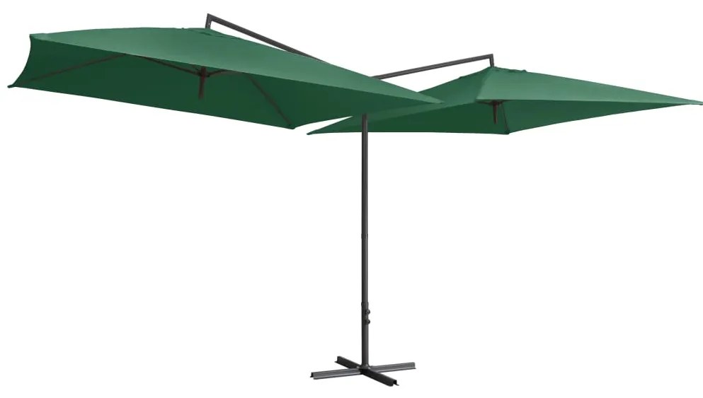 Guarda-sol duplo com mastro de aço 250x250 cm verde