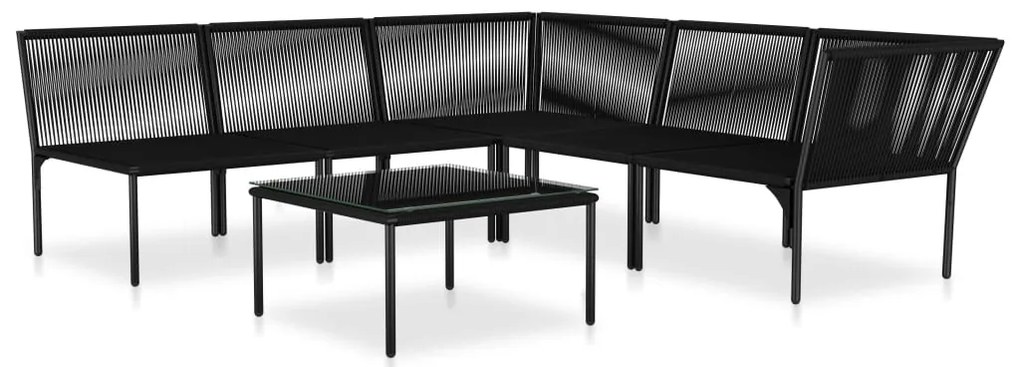 6 pcs conjunto lounge de jardim c/ almofadões PVC preto