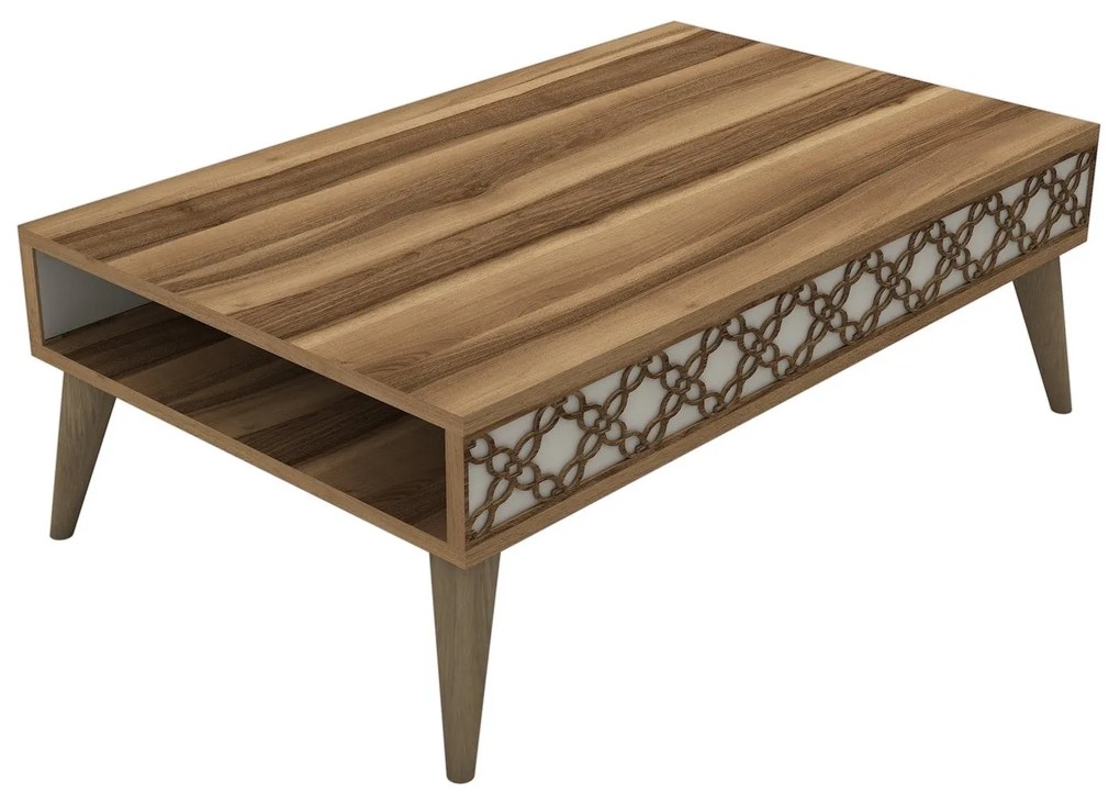 Mesa de Centro City – Noz e Creme – 105x36,6x60 cm