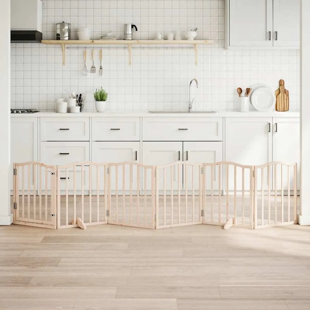 vidaXL Portão para cães com porta dobrável 6 painéis 300 cm álamo