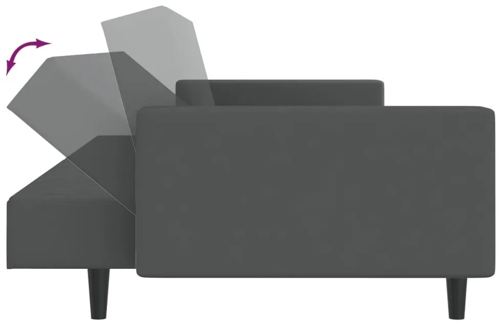 Sofá-cama de 2 lugares veludo cinzento-escuro