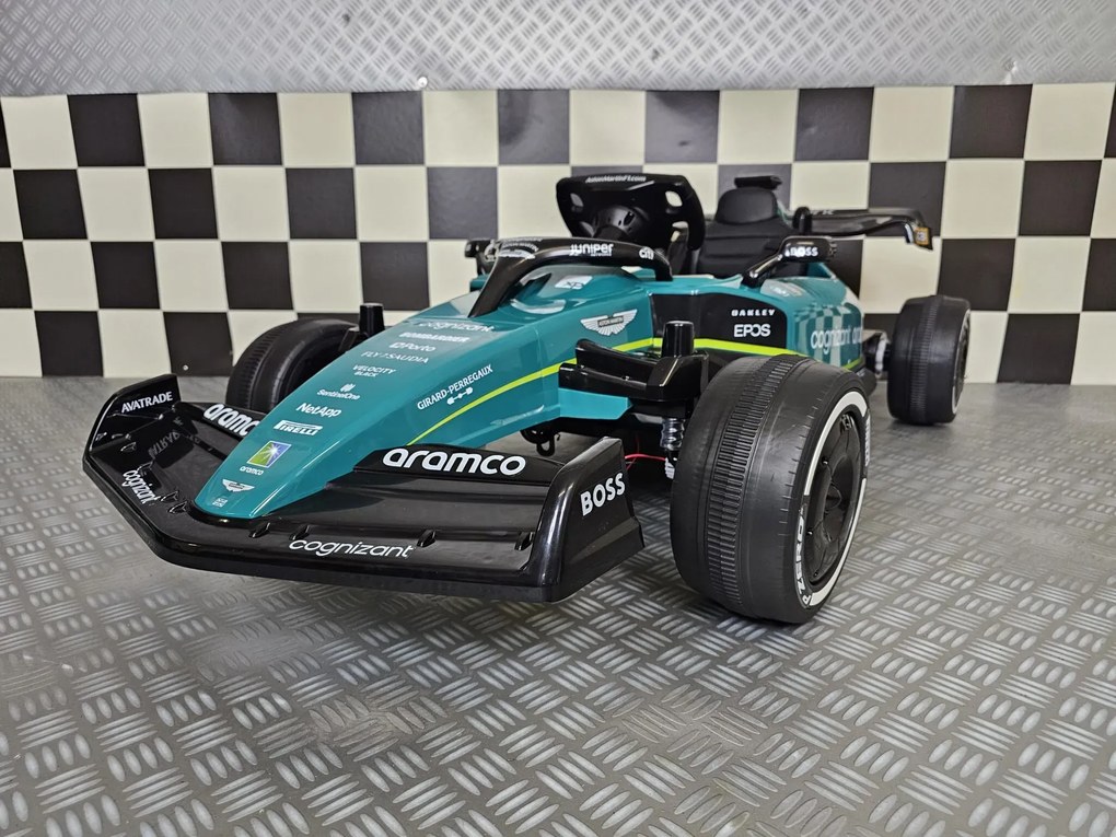 Carro elétrico para crianças ASTON MARTIN FORMULA 1 24V, Assento pele, Pneus Borracha, 4 Motores, Luzes