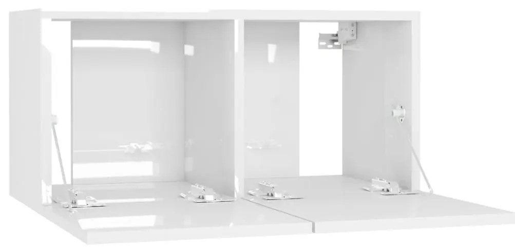 Móveis de TV para parede 2 pcs 60x30x30 cm branco brilhante