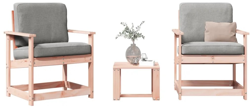 Conjunto de Jardim - 2 Poltronas e 1 Mesa - Madeira de Douglas Maciça