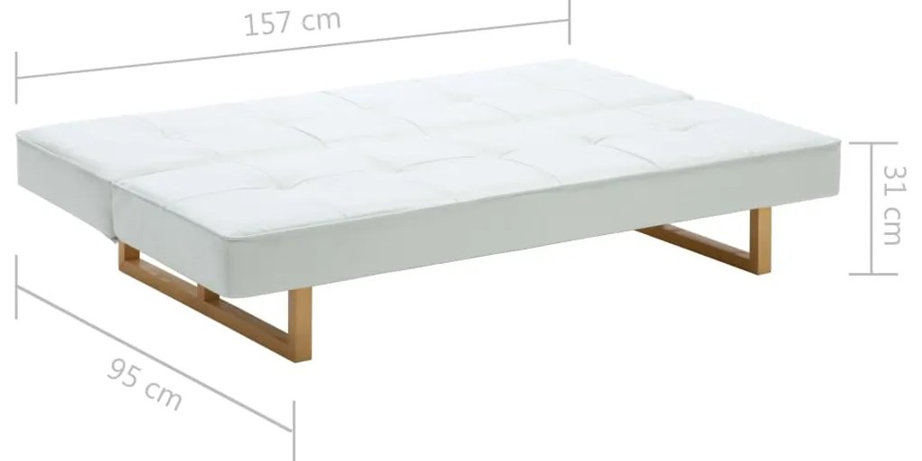 Sofá-cama em couro artificial branco