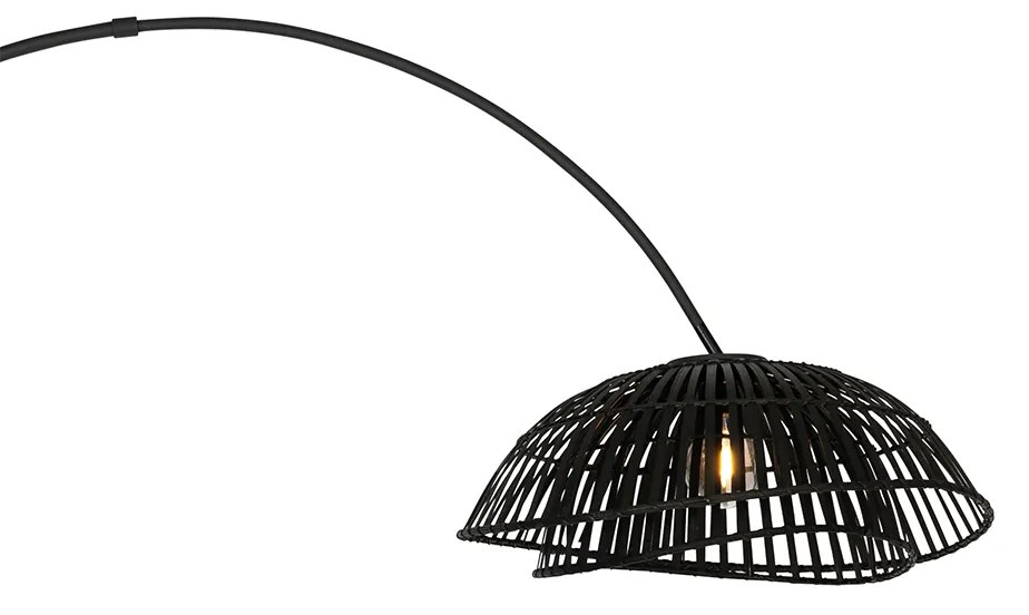 Candeeiro de Arco Oriental Preto em Bambu - Pua Oriental